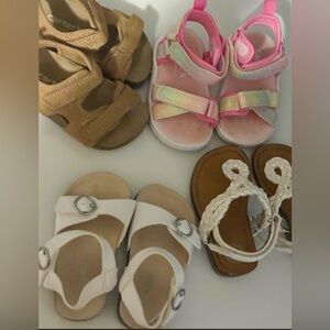 Girls Sandals Set - Pink, White, Tan- size 4 bundle
